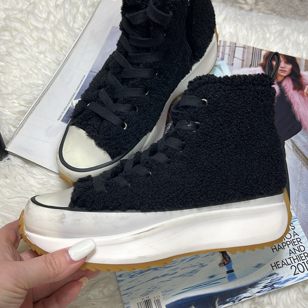 Steve Madden Shaft Faux Fur Platform Sneakers - Picture 10 of 16